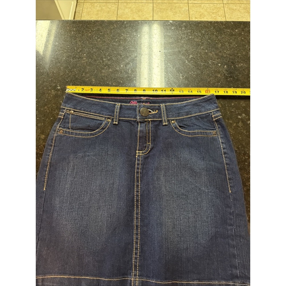 Wrangler Dark Denim Skirt Sz‎ 7 Knee Length Rodeo Cowgirl Modest Cowboy Stretch